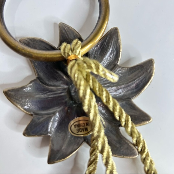 Christmas Brass Poinsettia And 3 Bells Decor - Picture 3 of 9